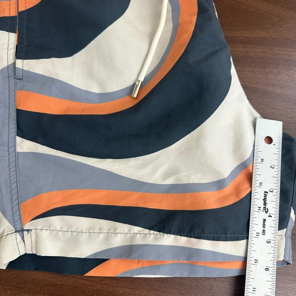 Mr Porter Mr P Swim Trunks Multicolor Wave Abstract Mesh Lined Drawstring Mens M